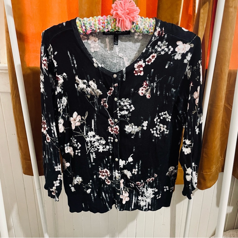 Black and white Floral cardigan